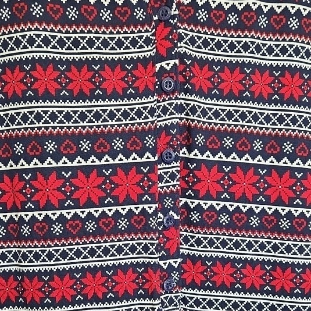 La Vie En Rose One Piece Pajamas Sleepwear, Fair Isle Winter Pattern, XXL, New - Picture 3 of 10